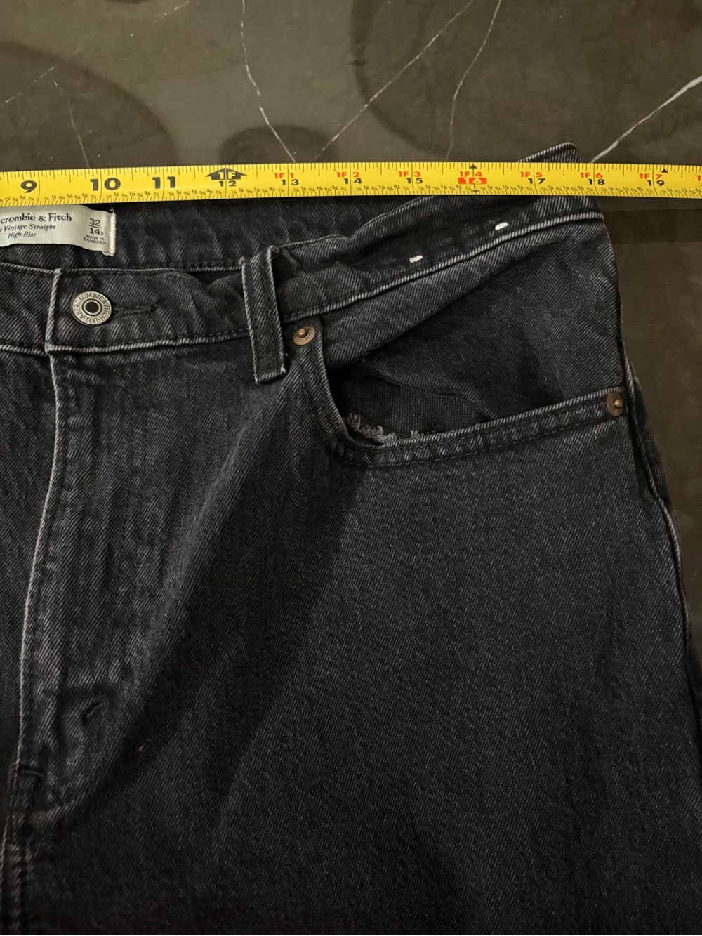 Abercrombie & Fitch The Vintage Straight High Rise Black Jeans Women’s 32/14R - Picture 5 of 11